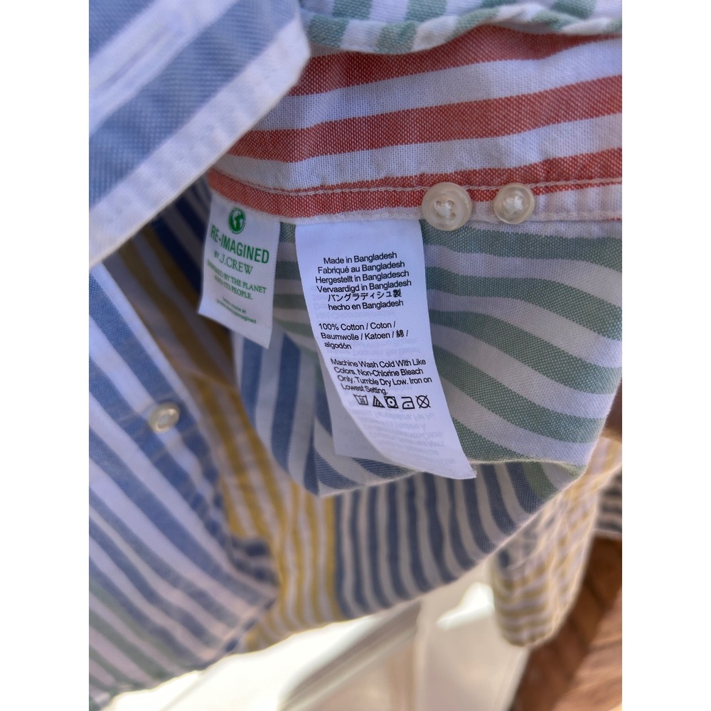 J.Crew Broken-In Oxford Slim Fit Multi-Color Stripe Organic Cotton Shirt Mens‎ M - Picture 3 of 11